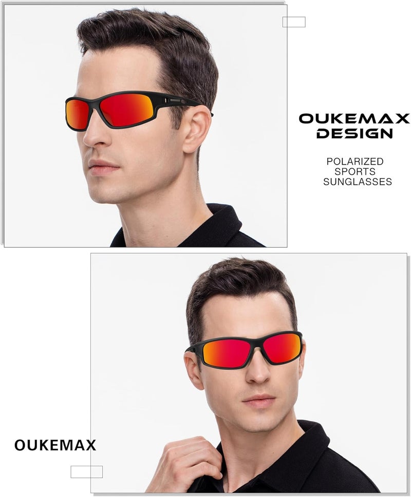 OUKEMAX Polarized Sunglasses Men, Sports Sun Glasses Womens UV400 Protection for Fishing Running Driving - Image 2